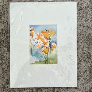Marsha Rebstock Original Poppy Fields H20 Fliral Art 11”x14”